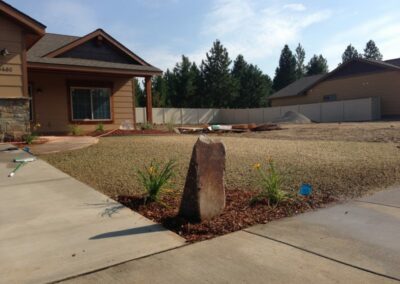 House with new rock garden landscaping