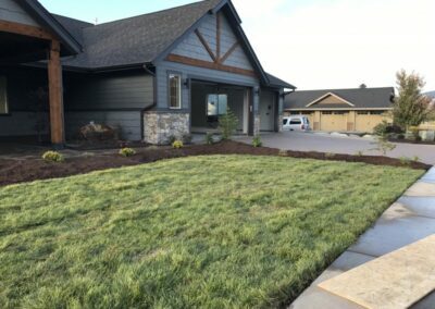 House with new grass landscaping