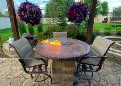 patio with circular fire pit