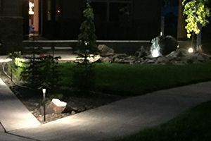 Landscaping with night time lighting